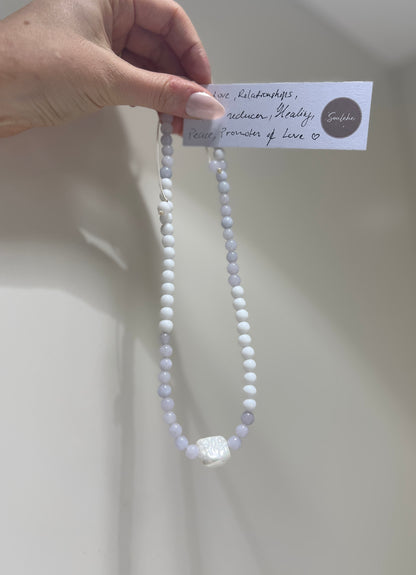 Serenity, Intuition, Decision making • White Agate, Aquamarine & Shell