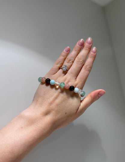 Leo Luck Bracelet with Amazonite, Green Aventurine, Tiger Eye, Sunstone and Clear Quartz, handmade – Soulehe.