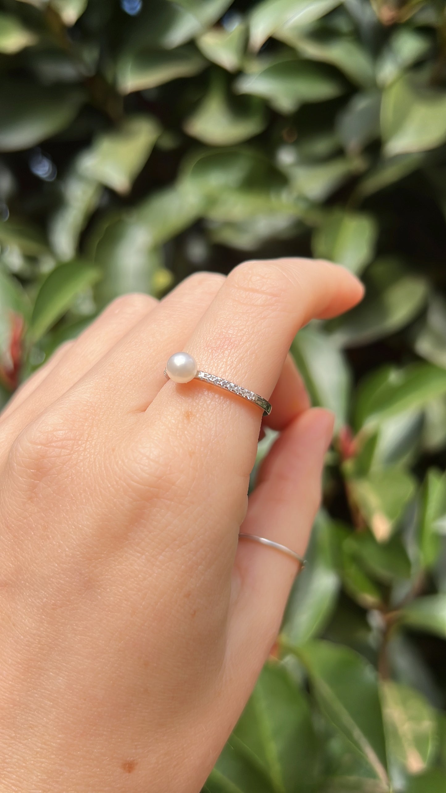 Natural pearl silver ring wedding