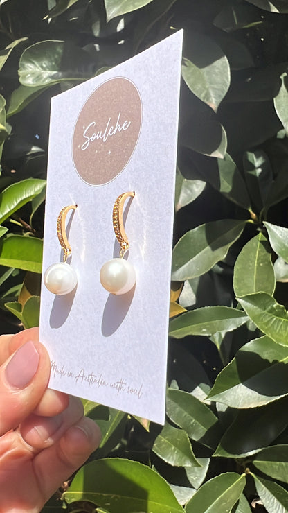natural pearl gold earrings wedding