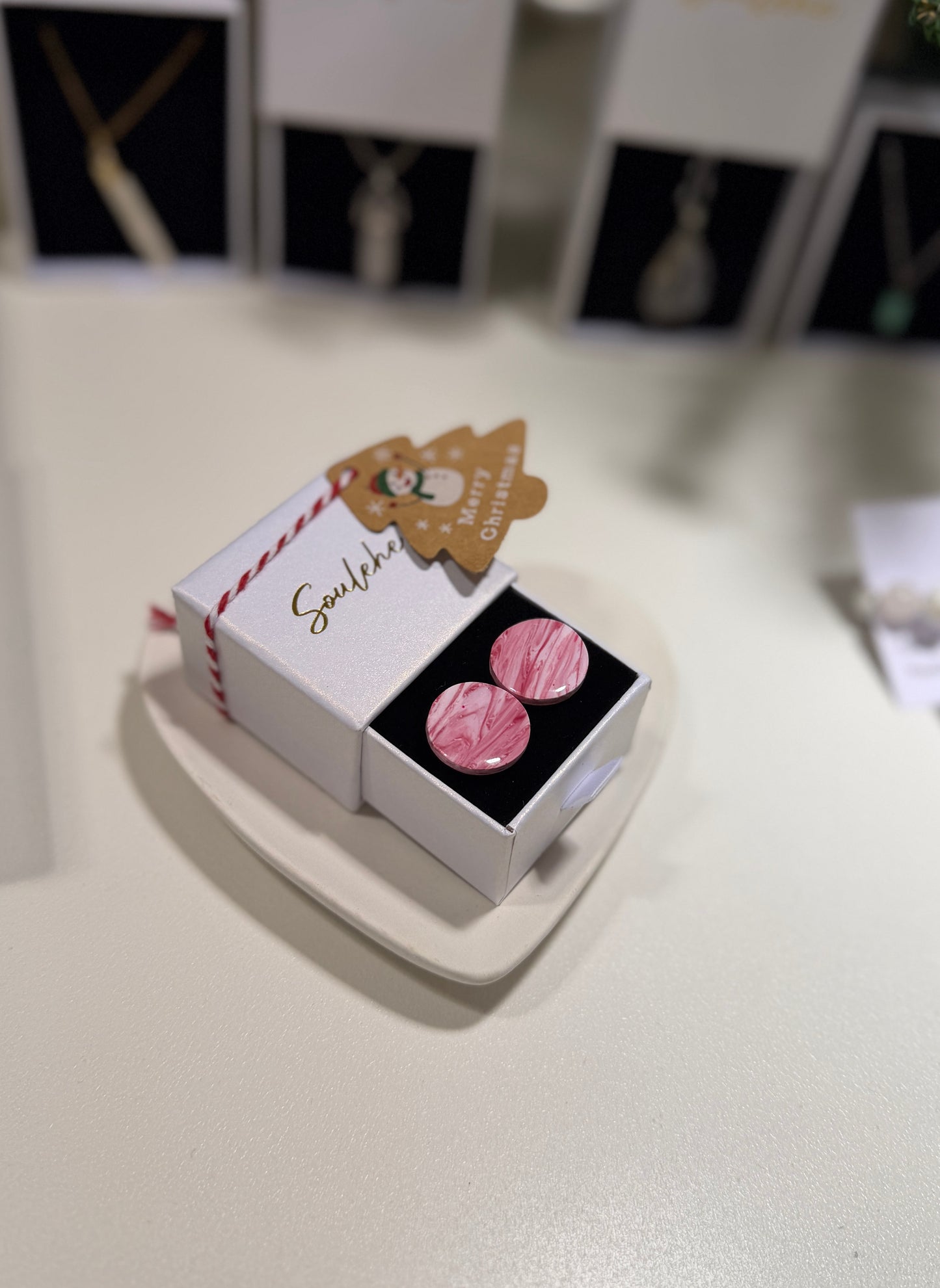 Candy Cane style Stud Earrings