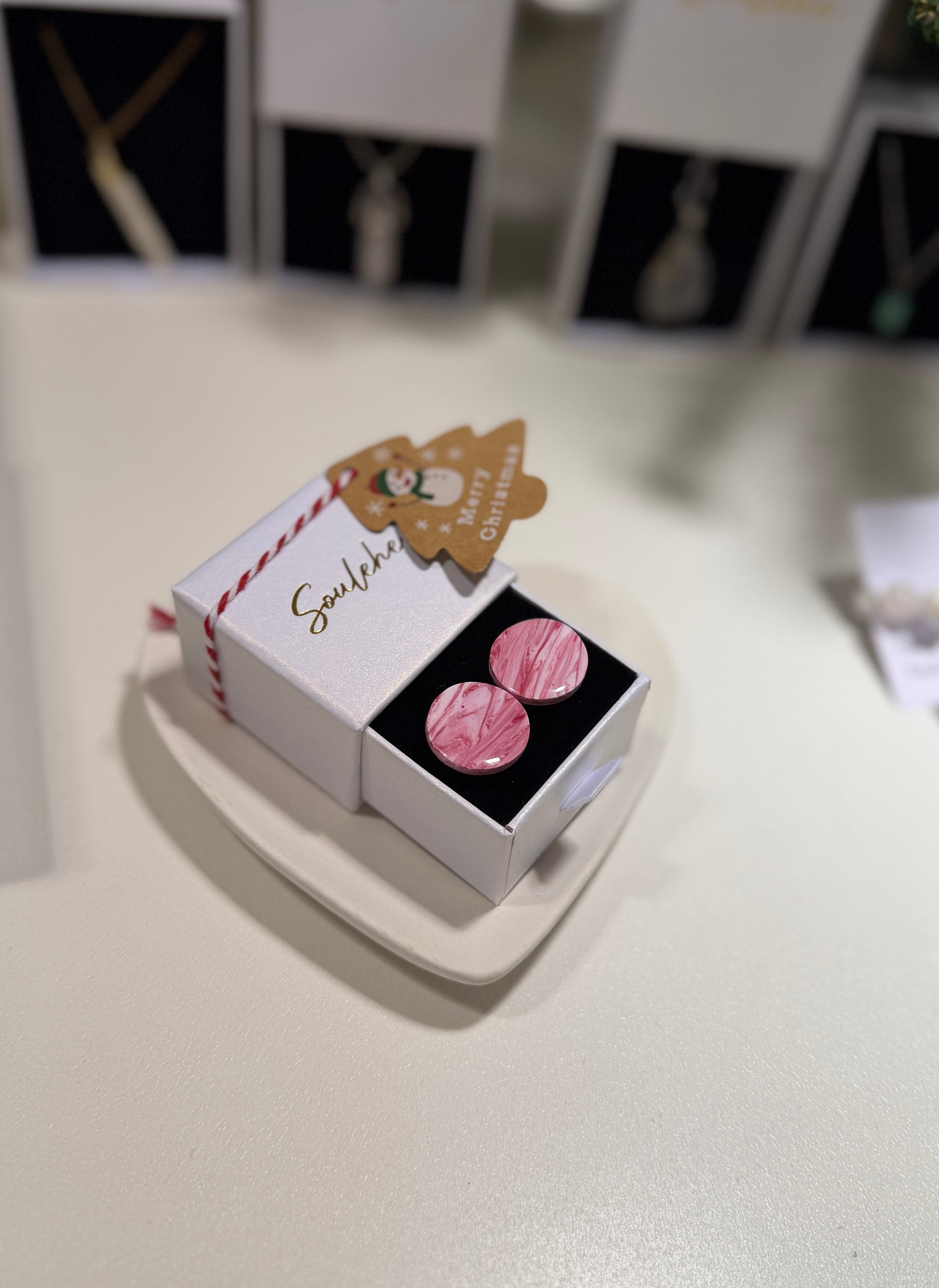 Candy Cane style Stud Earrings