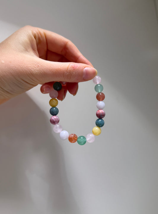 Libra Luck Bracelet with Sunstone, Green Aventurine, Jade, Citrine, Aquamarine, Rose Quartz and Pink Zebra, handmade – Soulehe.