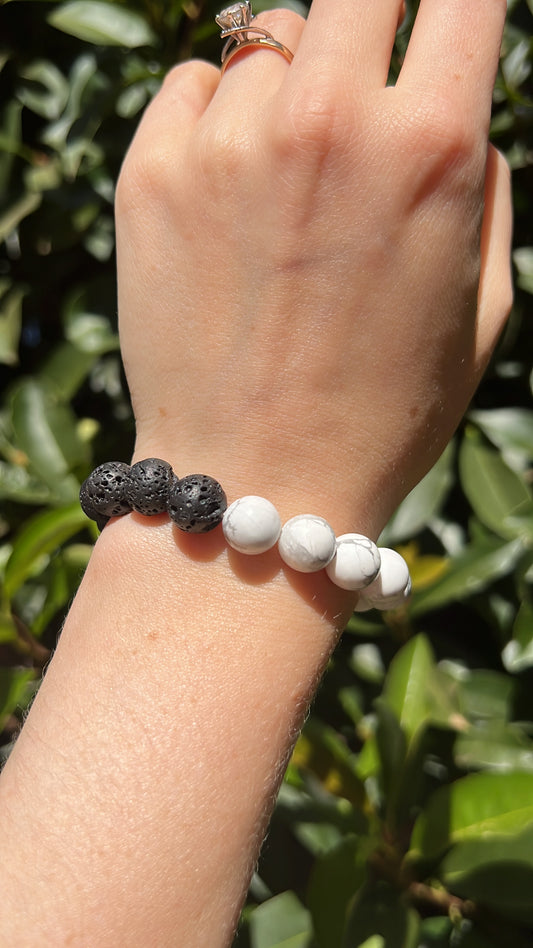 Howlite Black Lava crystal natural stone bracelet