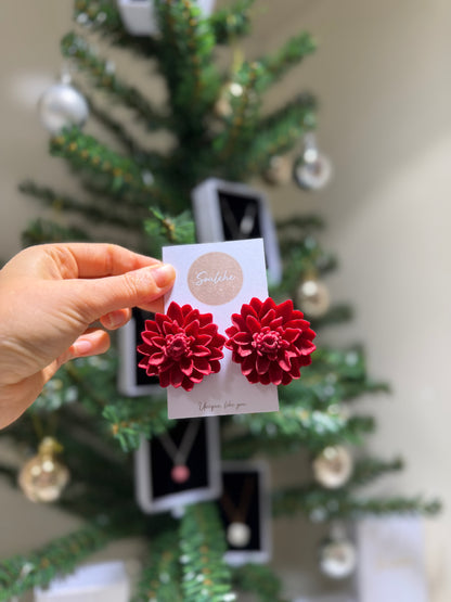 Red Flower Earrings