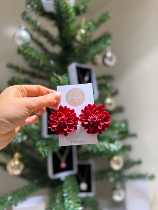 Red Flower Earrings