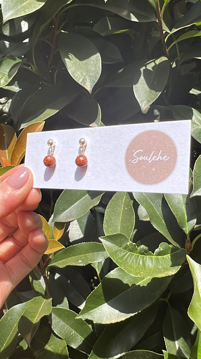 natural golden sunstone crystal stone earrings