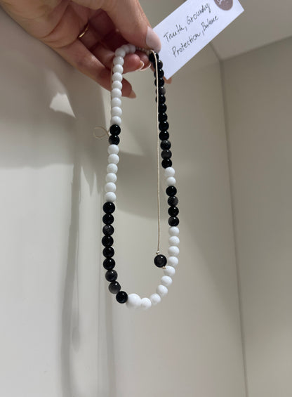 Truth, Grounding, Protection, Balance • White Agate & Obsidian