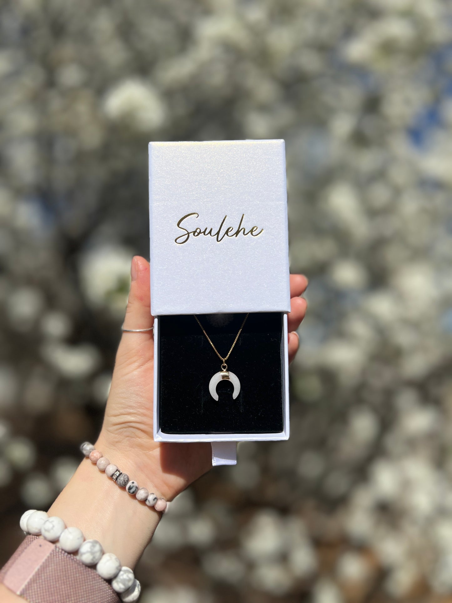 White Agate Moon • 18K Gold Filled