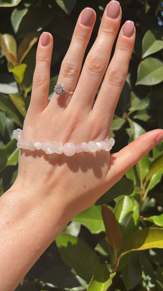 Rose Quartz Moonstone crystal natural stone bracelet 