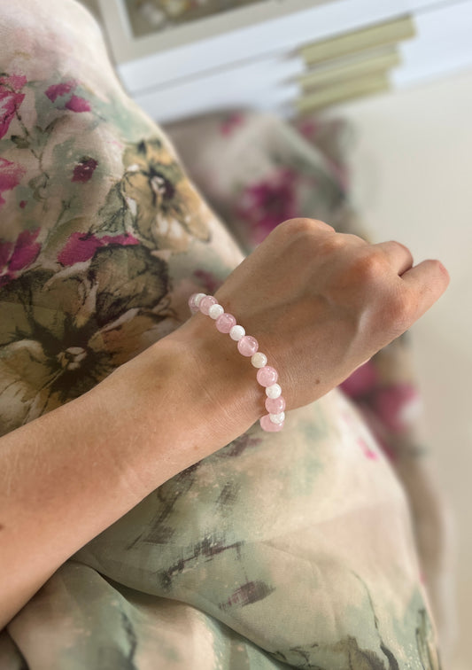 Joy , New Beginnings, Love • Rose Quartz & Moonstone • Bracelet