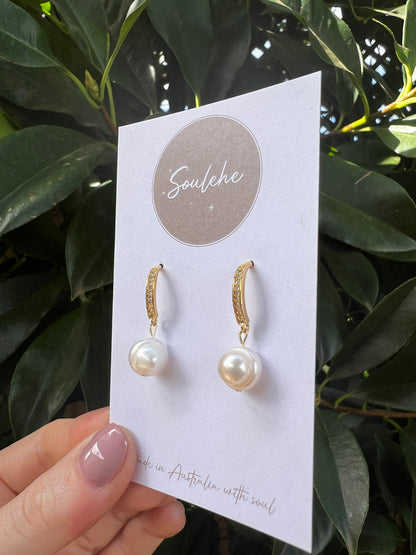 natural pearl gold earrings wedding