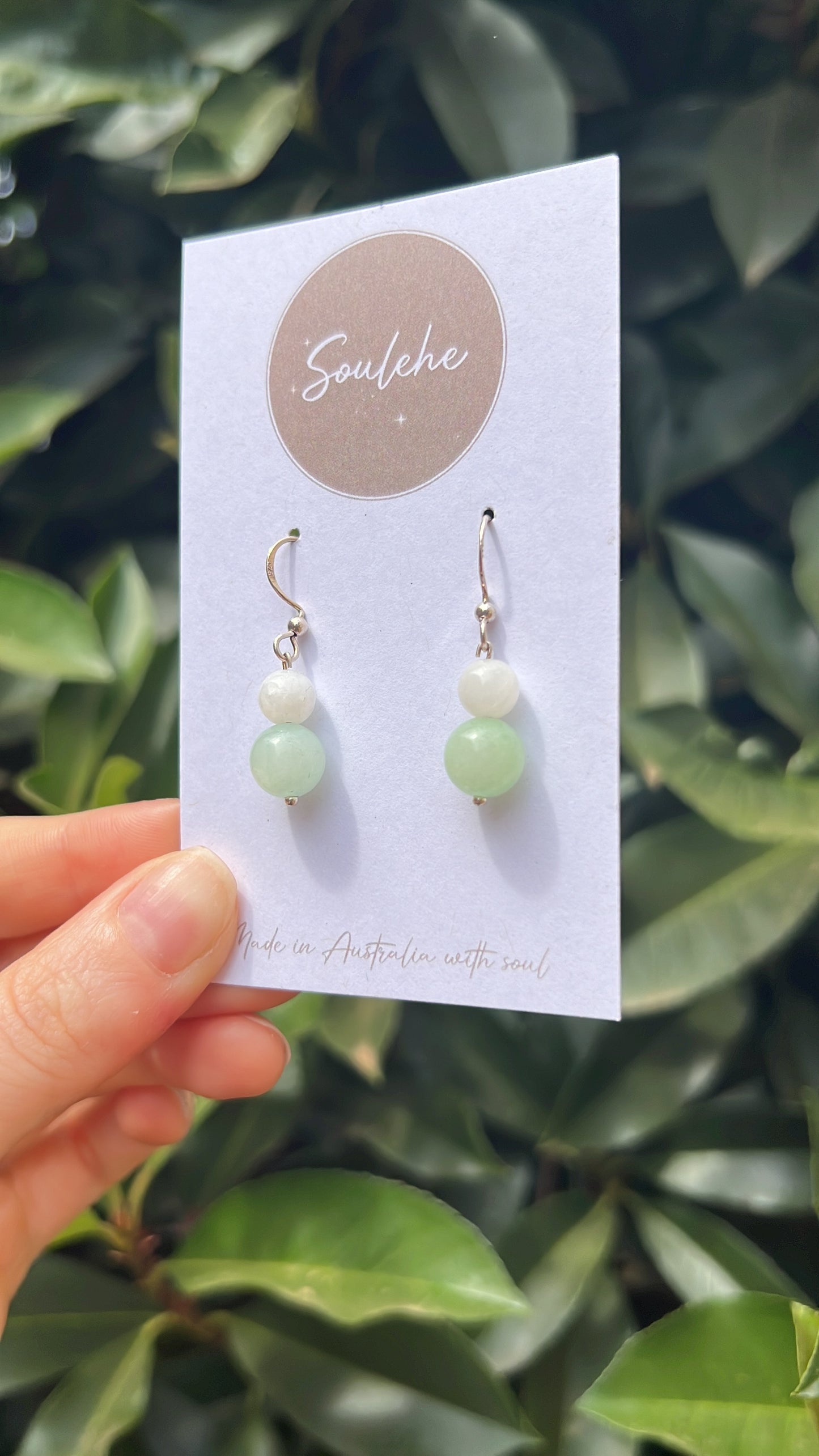 New beginnings x Fertility • Earrings • Burmese Jade & Moonstone & 925 Silver Plated