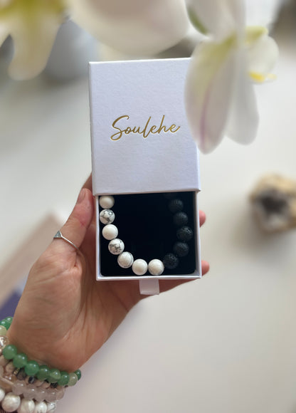 Vitality and fertility - Black Lava & Howlite Duality