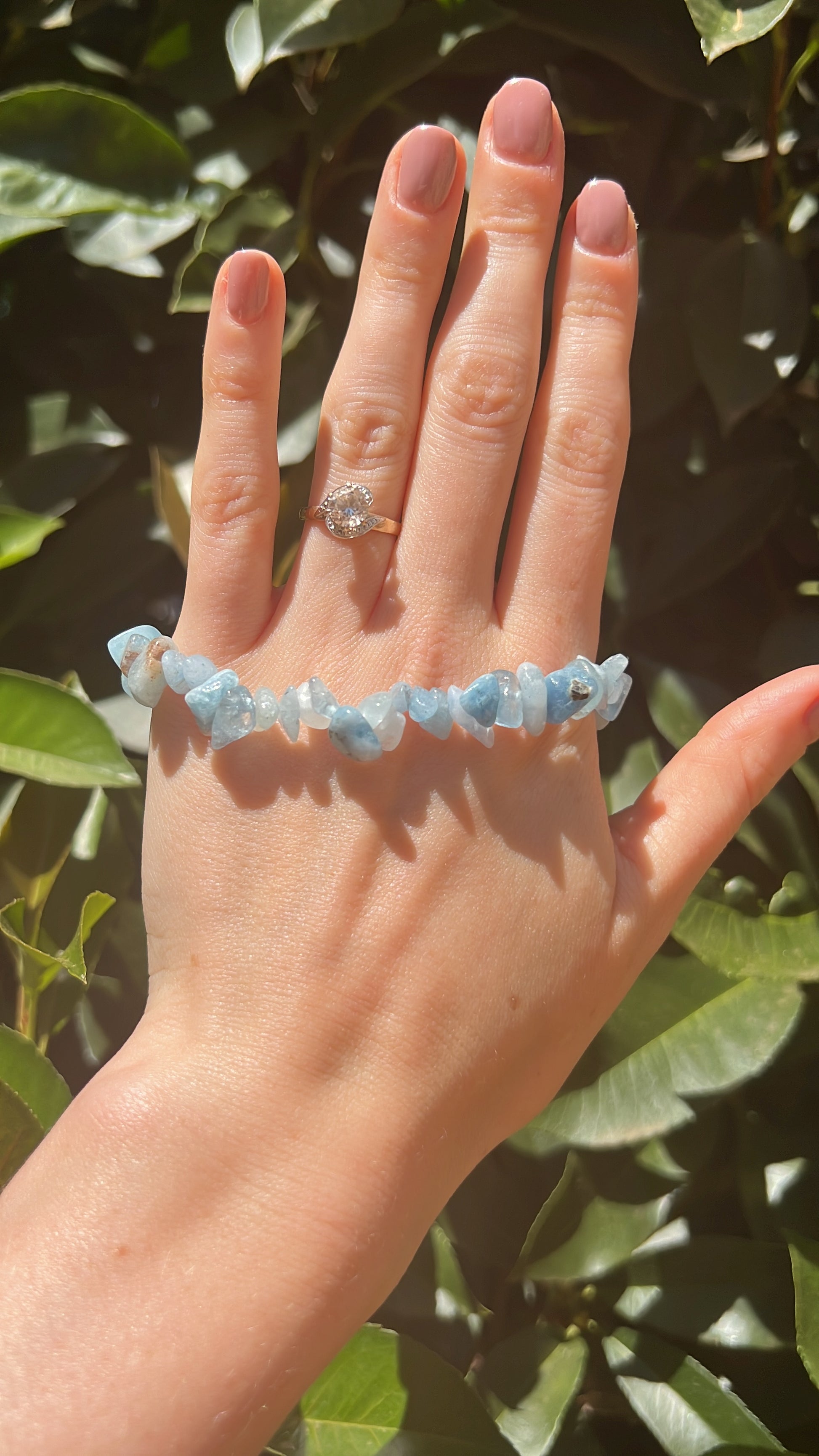 Aquamarine crystal natural stone bracelet