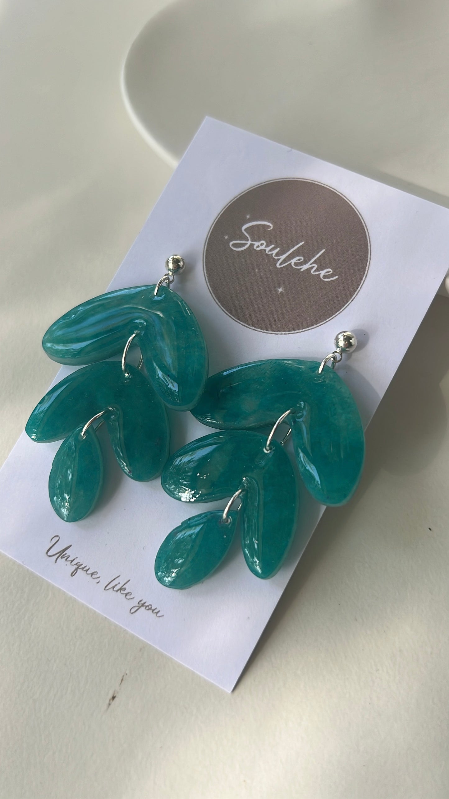 Teal Leaves • Luxurious Artisan Earrings