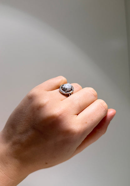 Howlite Oval • Ring  • 925 Sterling Silver