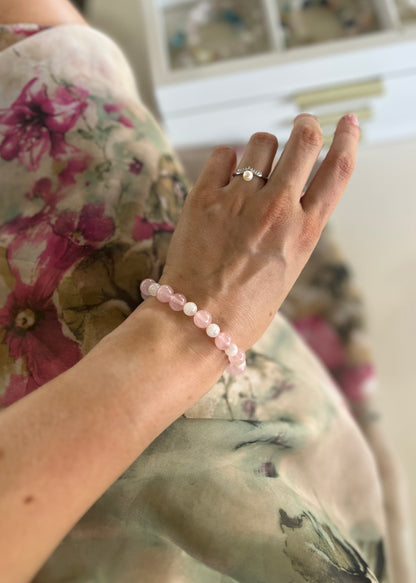 Joy , New Beginnings, Love • Rose Quartz & Moonstone • Bracelet
