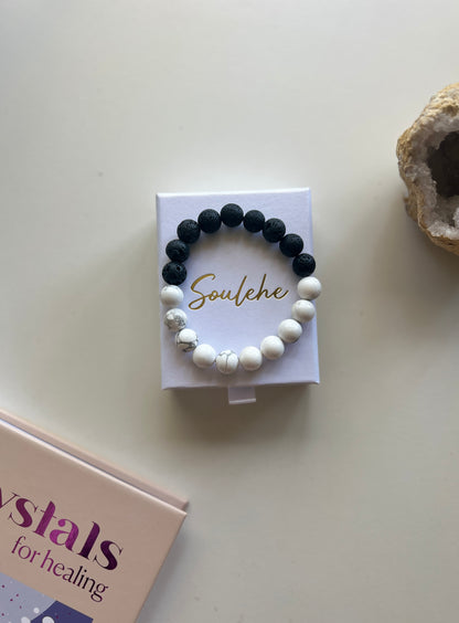 Vitality and fertility - Black Lava & Howlite Duality