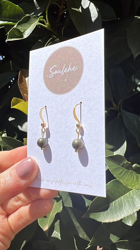 pyrite natural crystal stone earrings