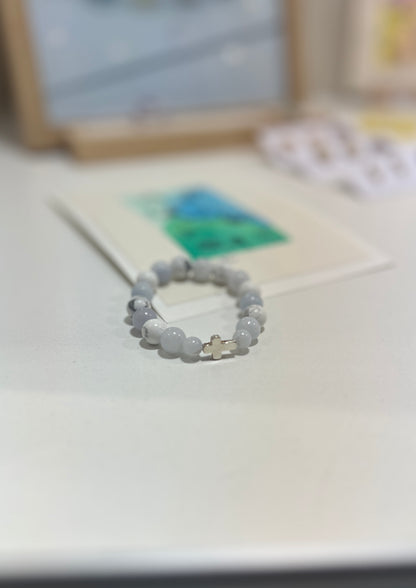 Necklace with beaded design on a light surface