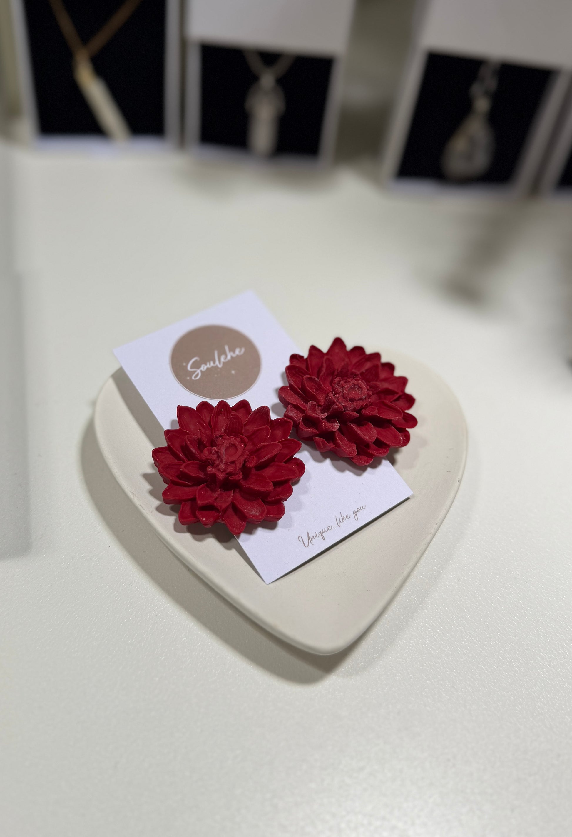 Red Flower Earrings