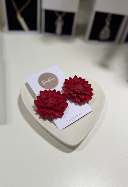 Red Flower Earrings