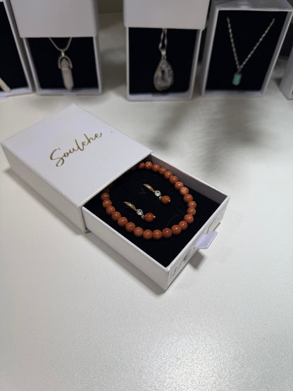 Sandstone bracelet with matching gold Sandstone earrings.