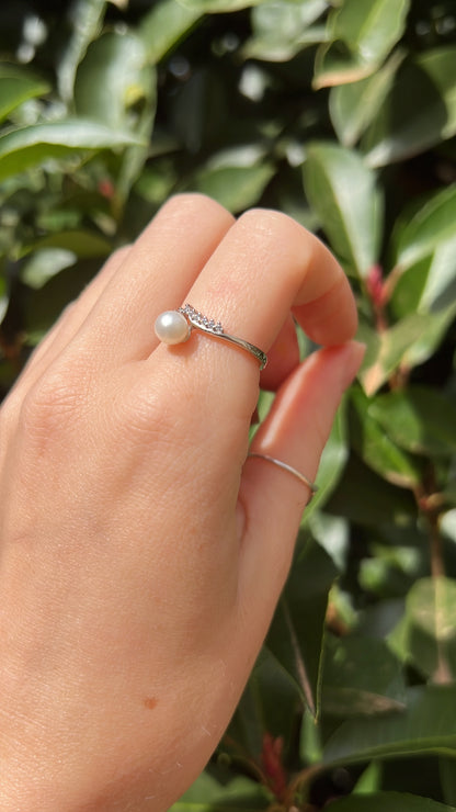 Natural pearl silver ring wedding