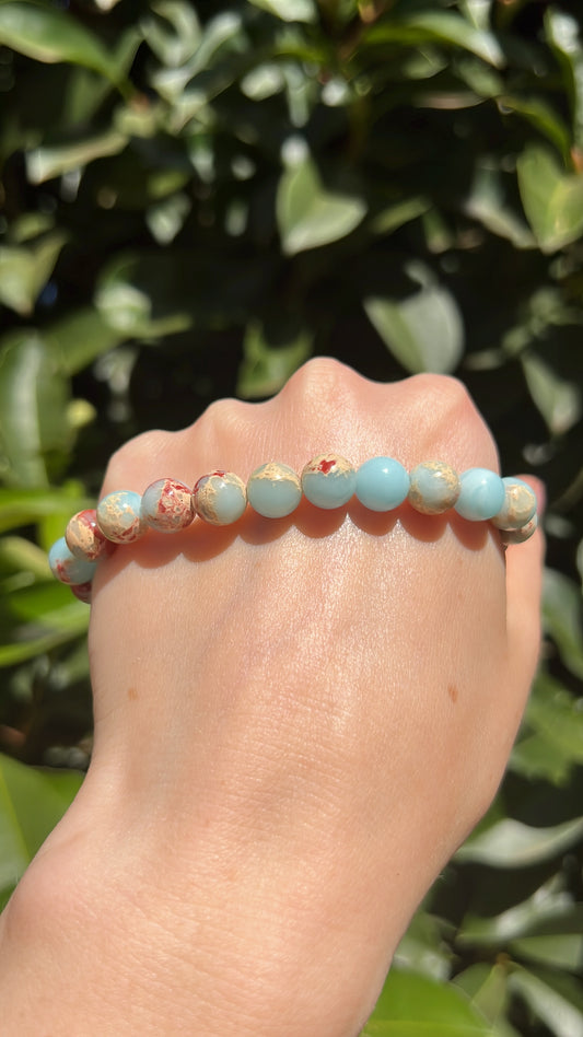 Blue Snakeskin Jaspers Shoushan crystal natural stone bracelet 