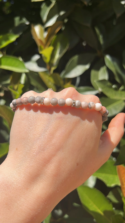 Balance x Understanding • Natural crystal stone Pink Zebra bracelet