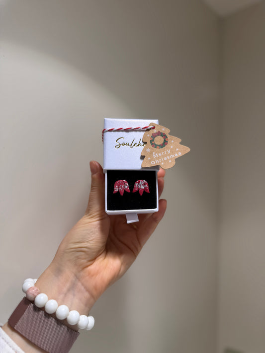 Red Christmas Flower Earrings
