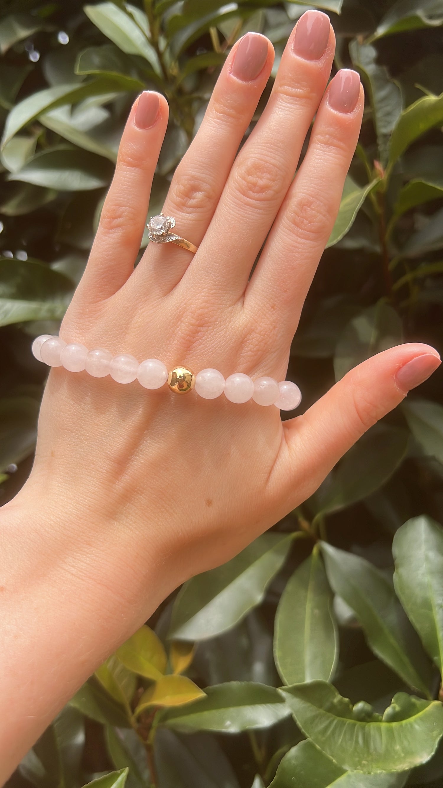 rose quartz natural crystal stone bracelet