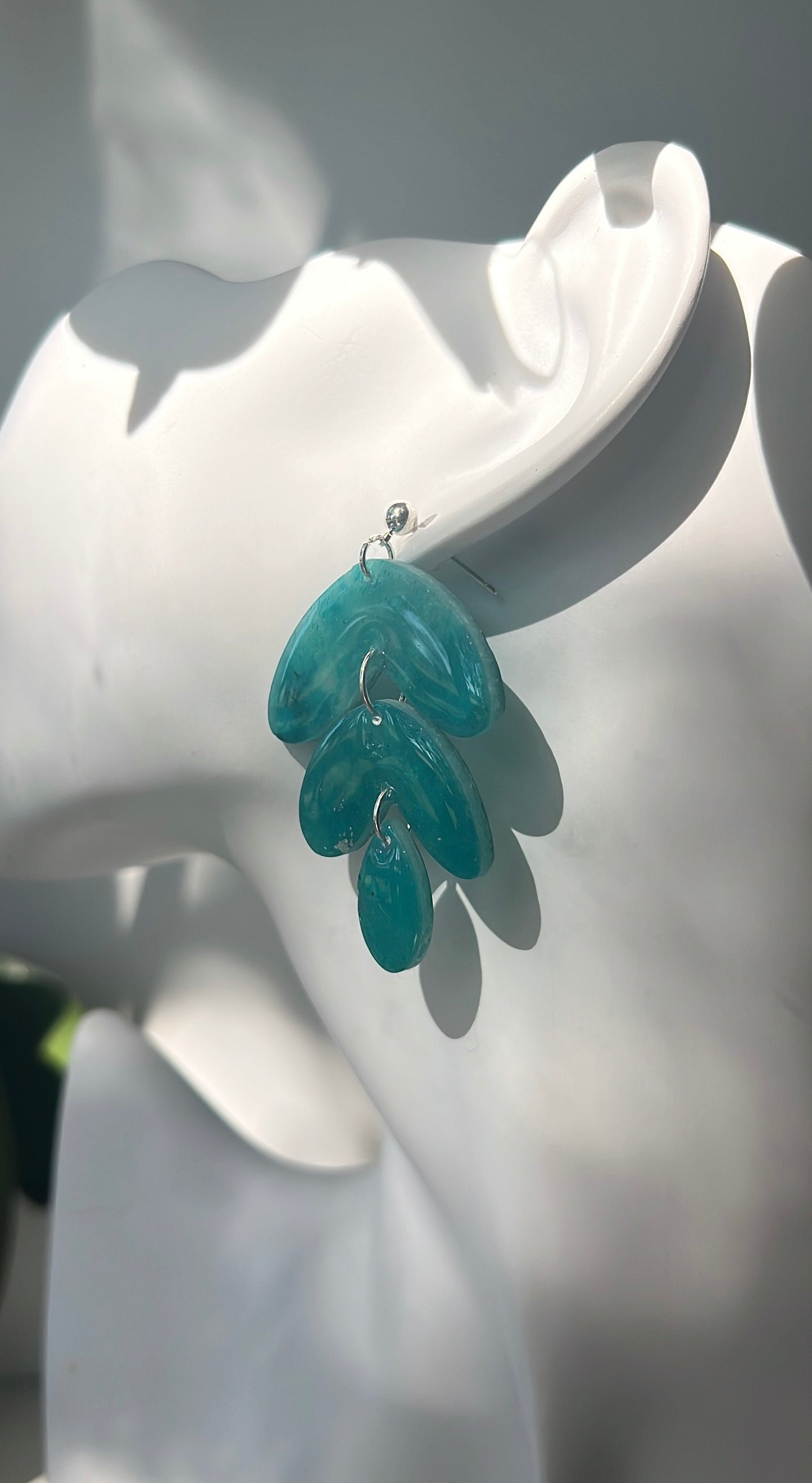 Teal Leaves • Luxurious Artisan Earrings