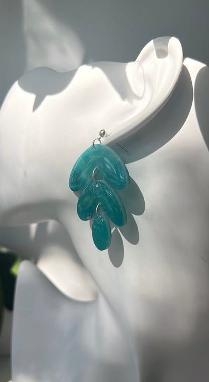 Teal Leaves • Luxurious Artisan Earrings