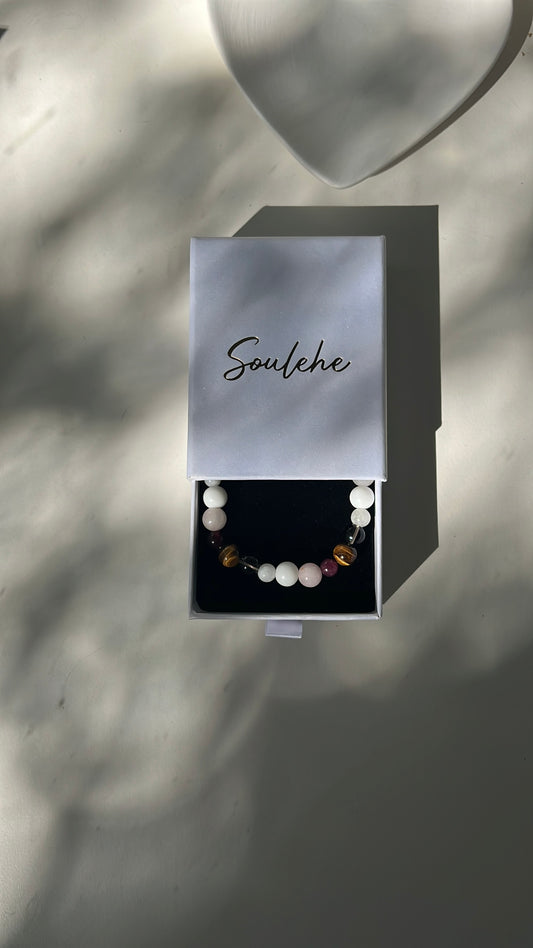 Capricorn 2025 Luck Bracelet White Agate, Rose quartz, Tiger Eye, Garnet, Smoky Quartz