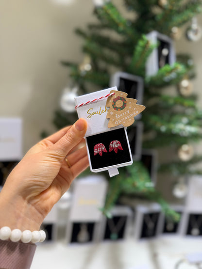 Red Christmas Flower Earrings