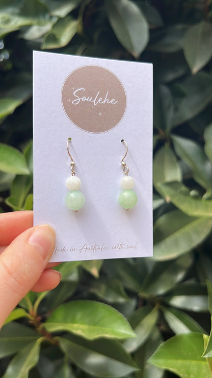 New beginnings x Fertility • Earrings • Burmese Jade & Moonstone & 925 Silver Plated