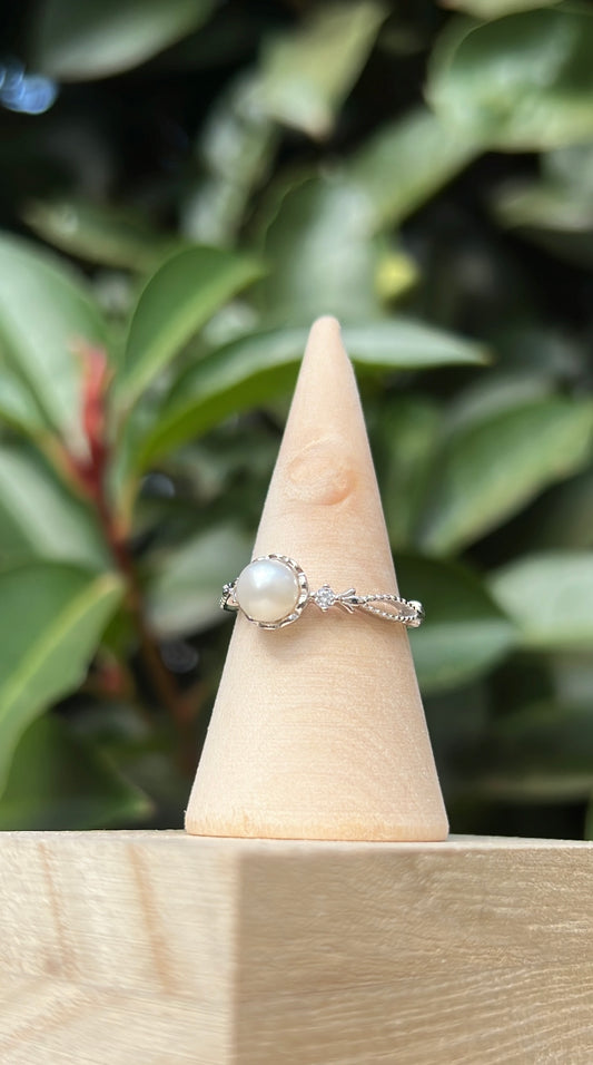 Natural pearl silver ring wedding