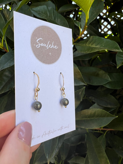 pyrite natural crystal stone earrings