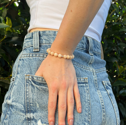 Confidence • Bracelet • Pink Jade & 925 Sterling Silver
