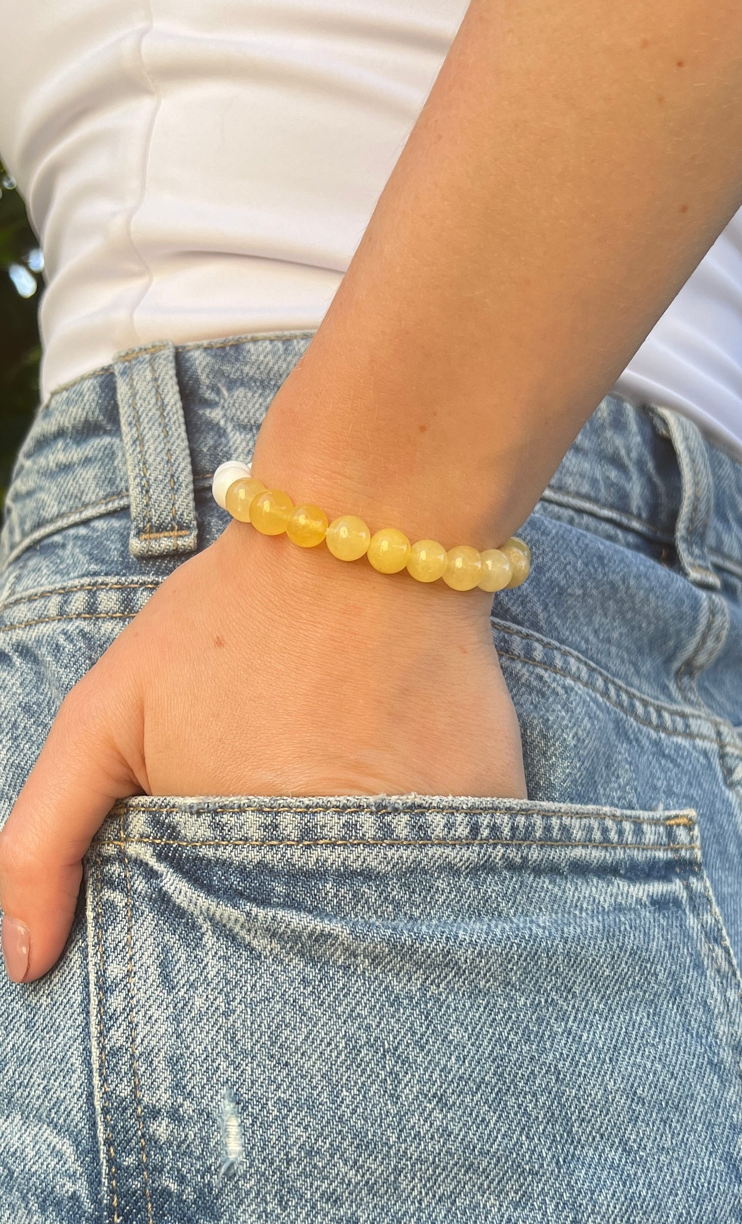 white agate citrine natural crystal stone bracelet