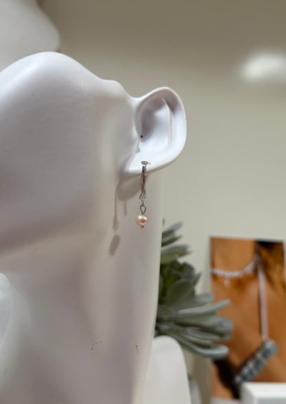 Pink pearl mini drops earrings