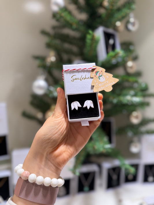 White Christmas Style Earrings