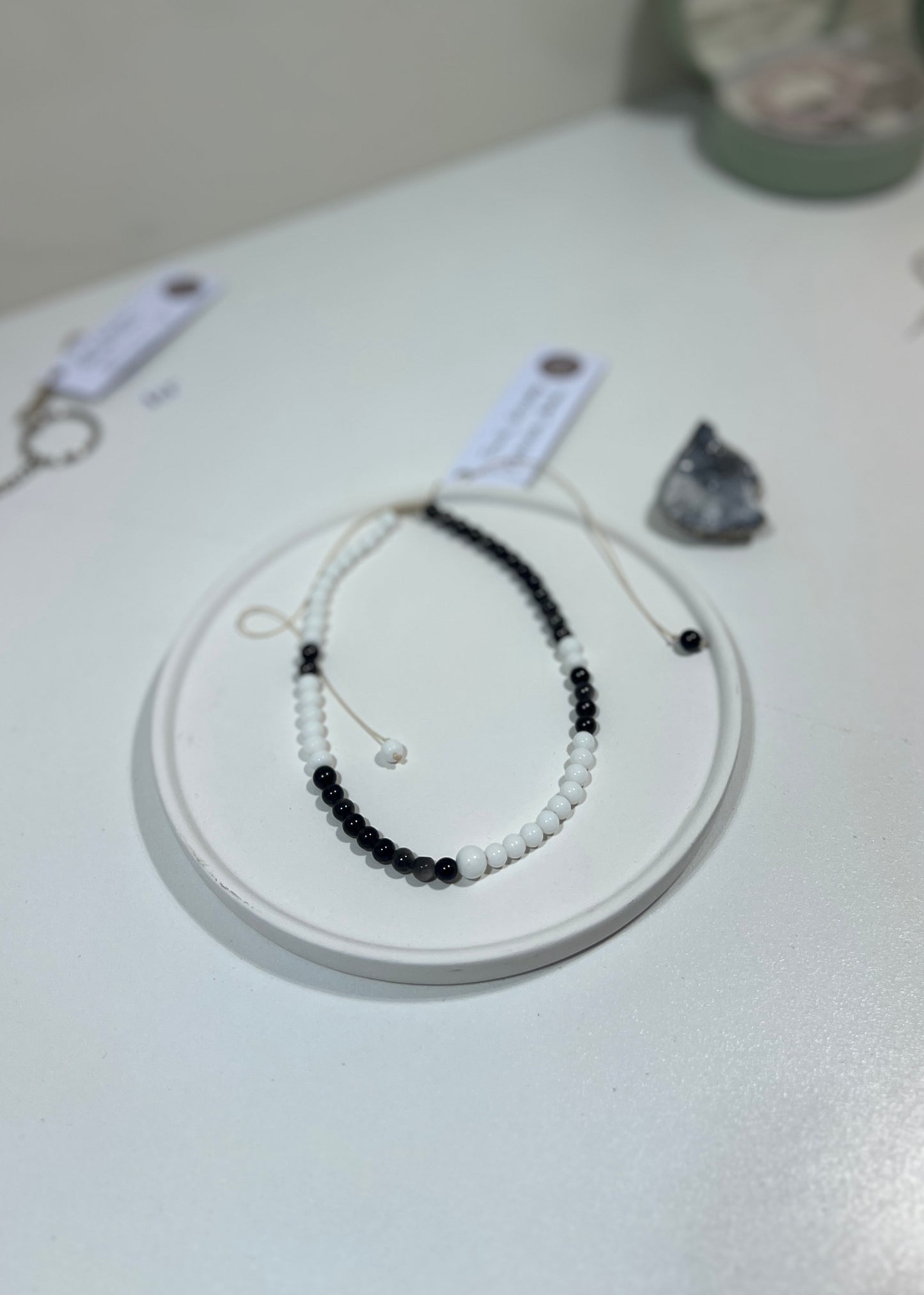 Truth, Grounding, Protection, Balance • White Agate & Obsidian