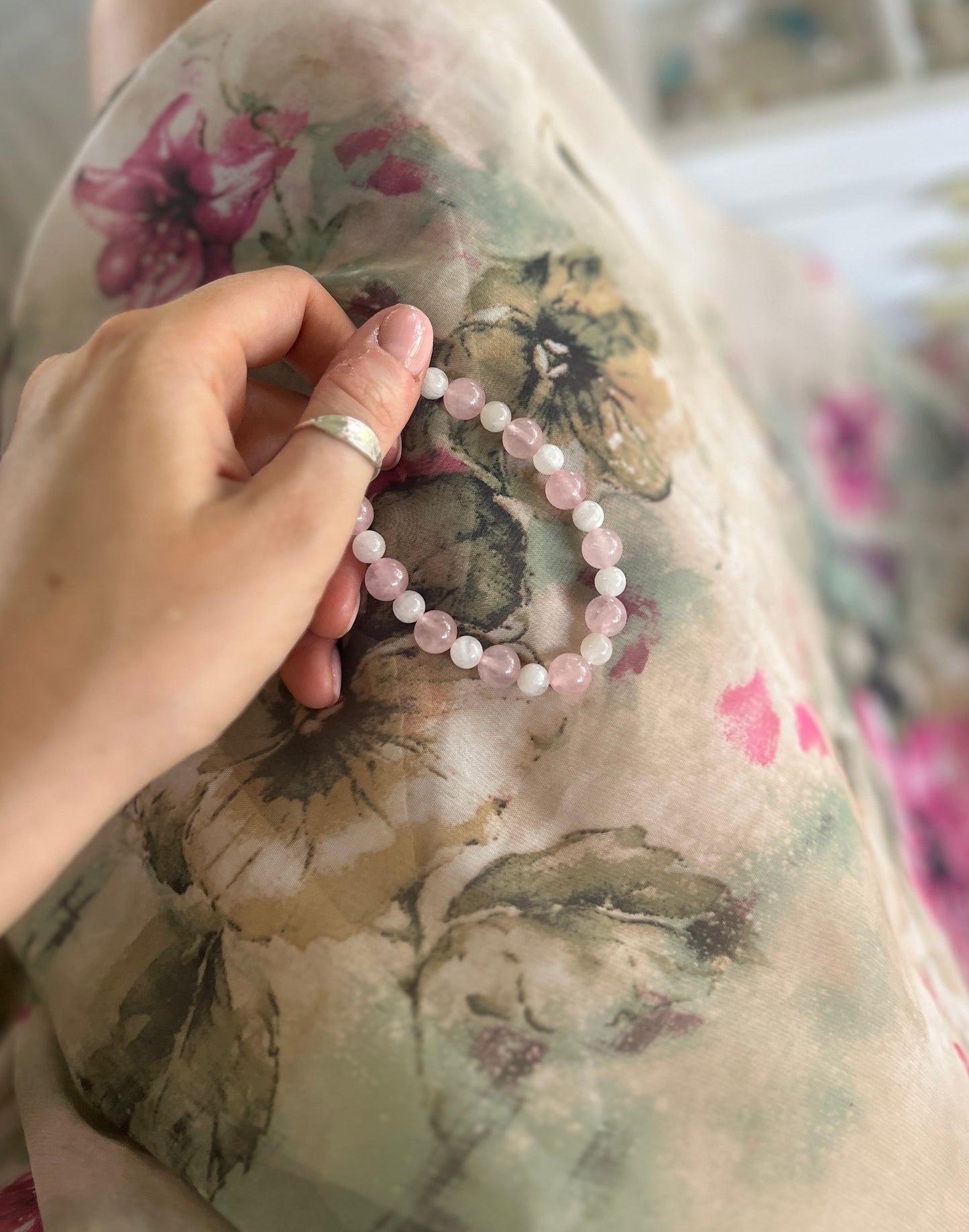Joy , New Beginnings, Love • Rose Quartz & Moonstone • Bracelet