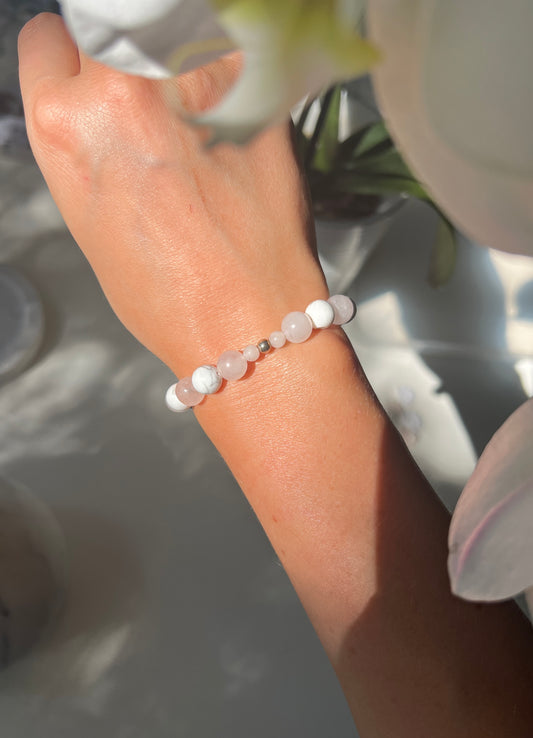Emotional support for Kids • Bracelet • Rose Quartz & Howlite 