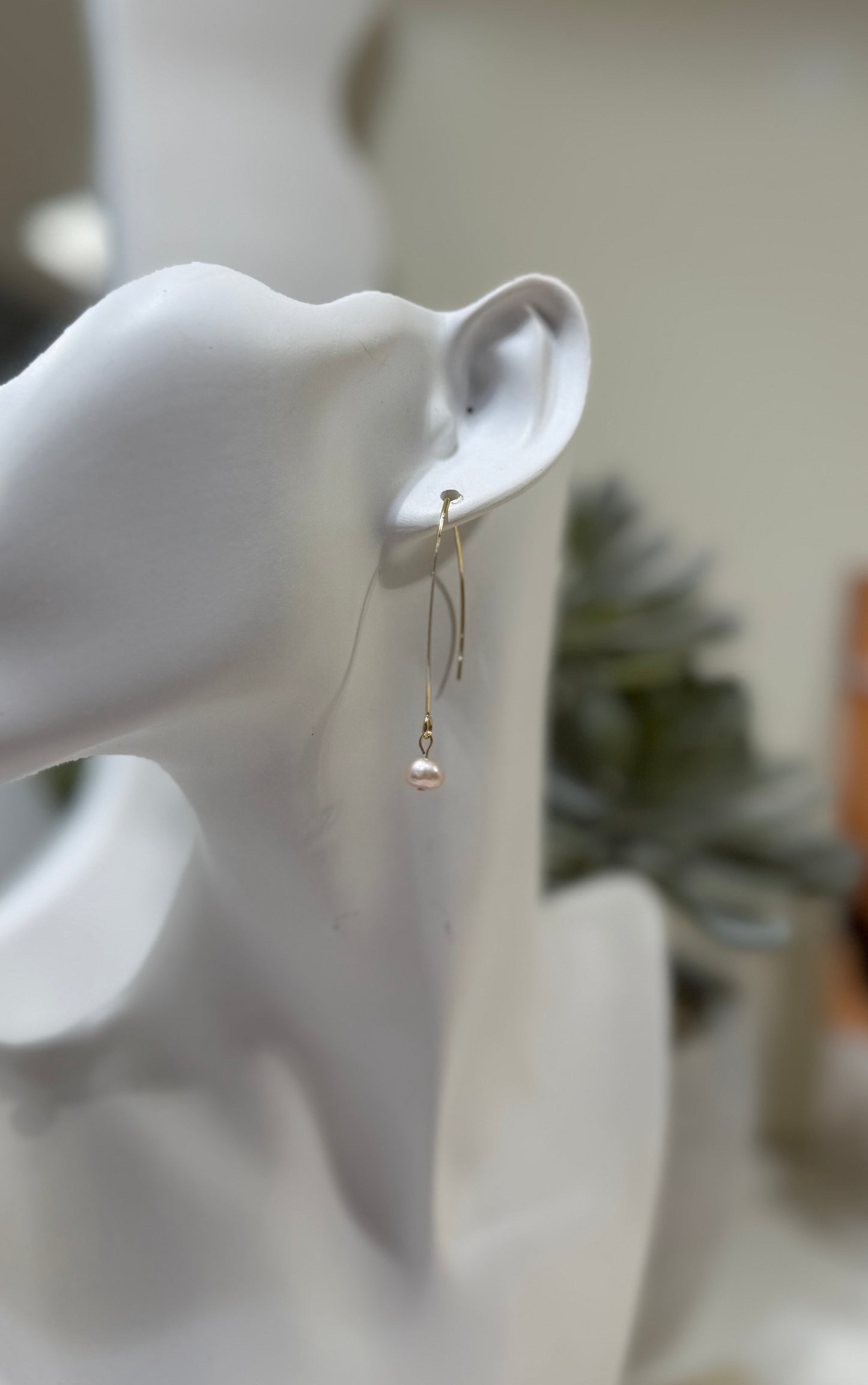 Pink long Pearl earrings
