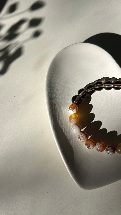 2025 Lucky – Smoky Quartz and Brown Fire Agate Bracelet