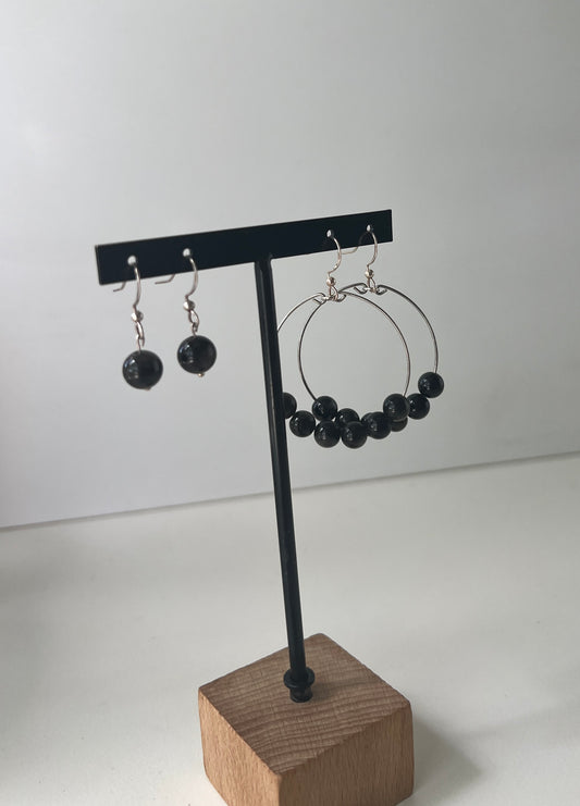 Obsidian Berry • 925 Sterling Silver & Stainless Steel